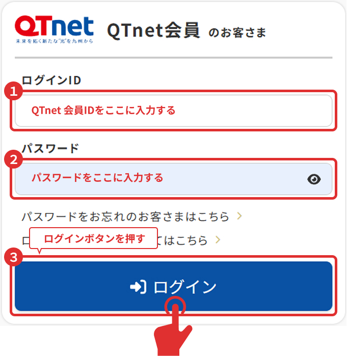 ログイン画面の入力例