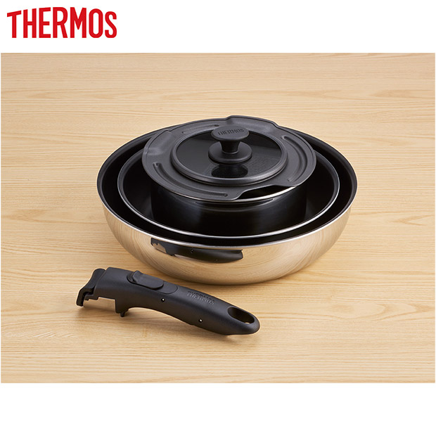 【サーモス】取っ手のとれるフライパン5点セット  ステンレス(KSF-5A/S)