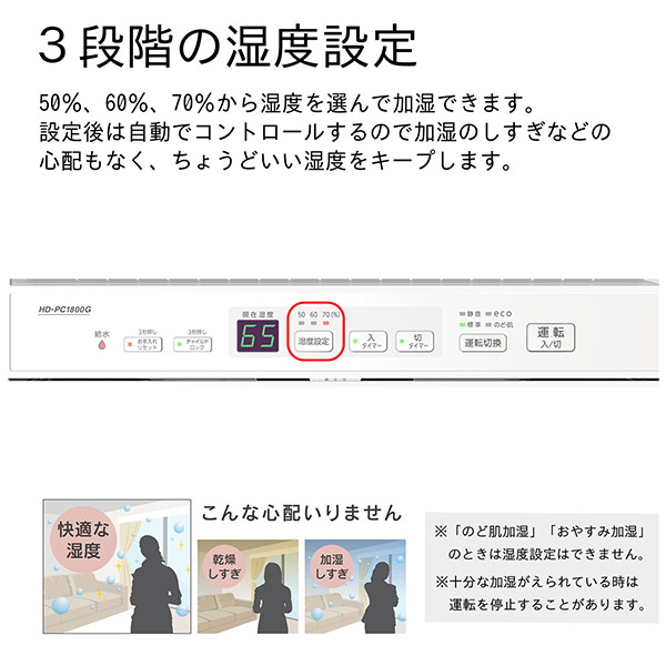 【ダイニチ】ハイブリッド式加湿器 (HD-PC1800G-W)(洋室50畳/和室30畳まで)