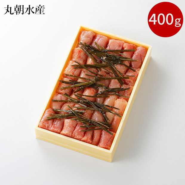 【丸朝水産】昆布漬け辛子明太子（切れ子）400g