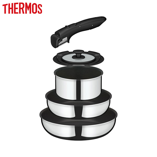 【サーモス】取っ手のとれるフライパン5点セット  ステンレス(KSF-5A/S)