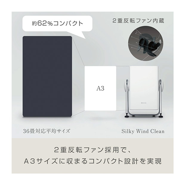 ＜大決算還元セール＞【RHYTHM】空気清浄機 Silky Wind Clean ライトグレー（9YYA63RH08）