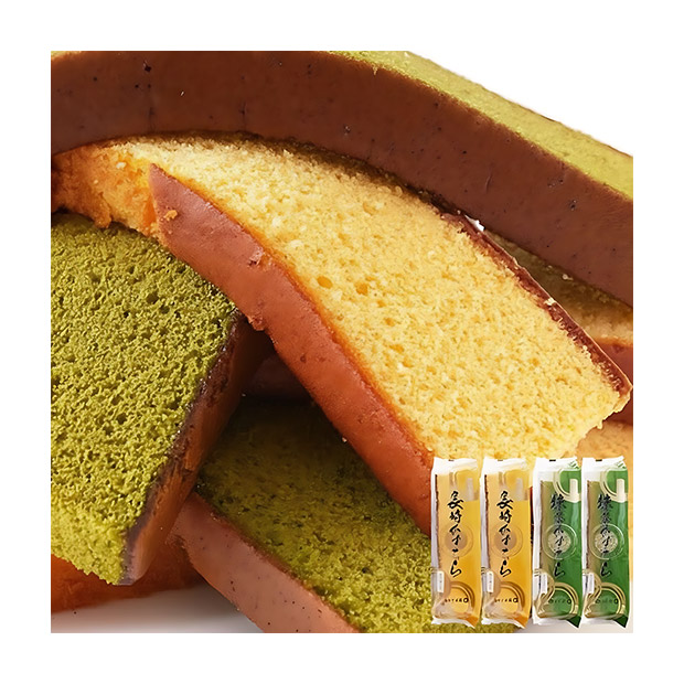 ＜大決算還元セール＞【切り落とし】長崎カステラ2種4本セット プレーン・抹茶各2本（SM00010568・950）