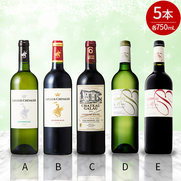 ボルドーワイン詰合せ　750mL&times;5本セット