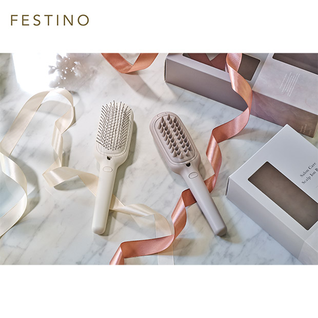 【FESTINO】サロンケアスカルプイオンブラシ　ホワイト (SMHB-051-WH)