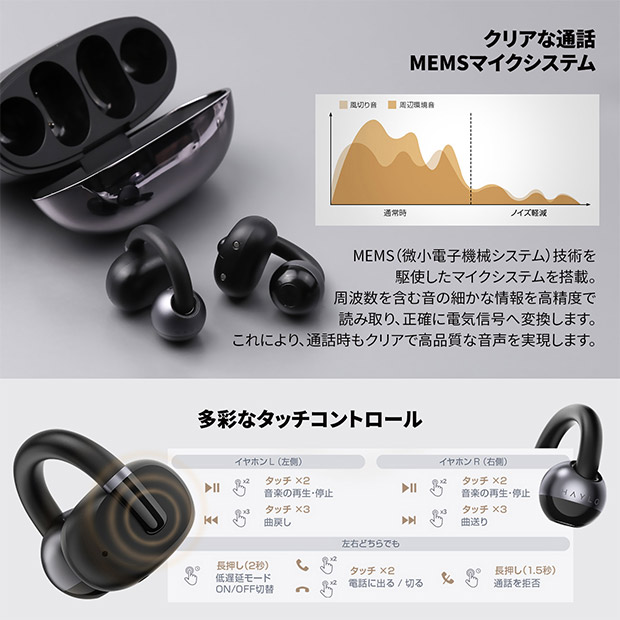 【Haylou】Airfree イヤーカフ型ワイヤレスイヤホン  全3色（HL-AF）