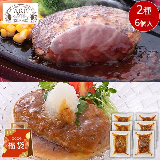 ＜初売りセール＞＜福袋＞【AKR Food Company】かごしま黒豚ハンバーグ食べくらべ6個入り