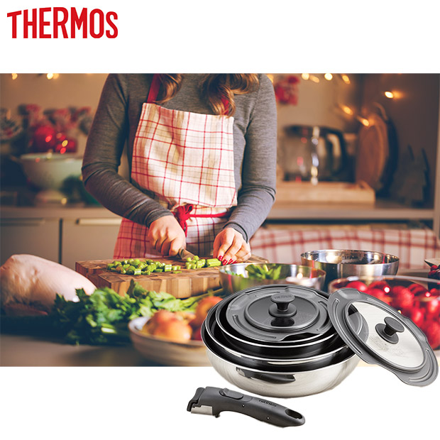 【サーモス】取っ手のとれるフライパン8点セット  ステンレス(KSF-8A/S)