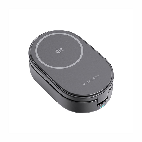 【HACRAY】 Qi2 25W認証 3 in 1 折りたたみワイヤレス充電スタンド  ブラック（HR-T11BK）