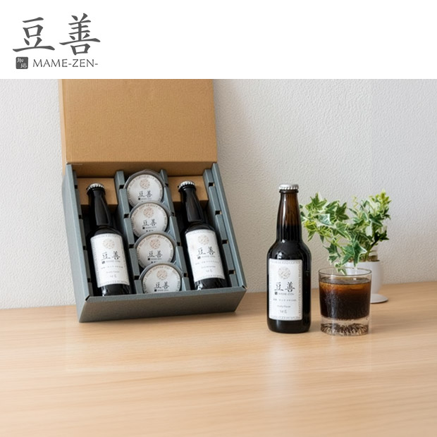 【豆善】プレミアムアイスコーヒー2本とコーヒーゼリー4個のセット