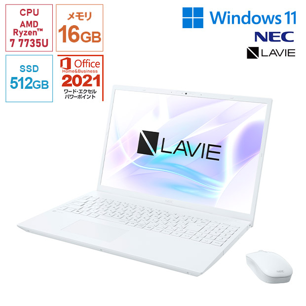 【NEC】Office搭載！LAVIE Smart N16(R) SN27 16.0型 パールホワイト（PC-SN27BABAZ-6）