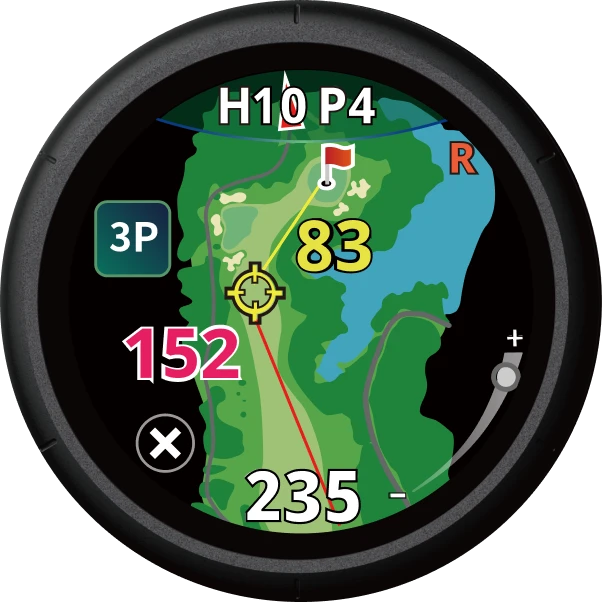 得意な距離からグリーンを狙う