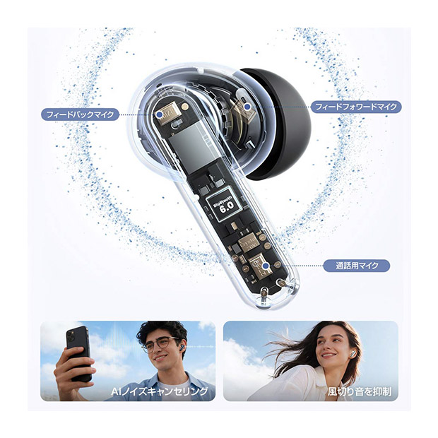 【Haylou】Flowbuds N50  ノイズキャンセリング完全ワイヤレスイヤホン ブラック（HL-HT02-BK）