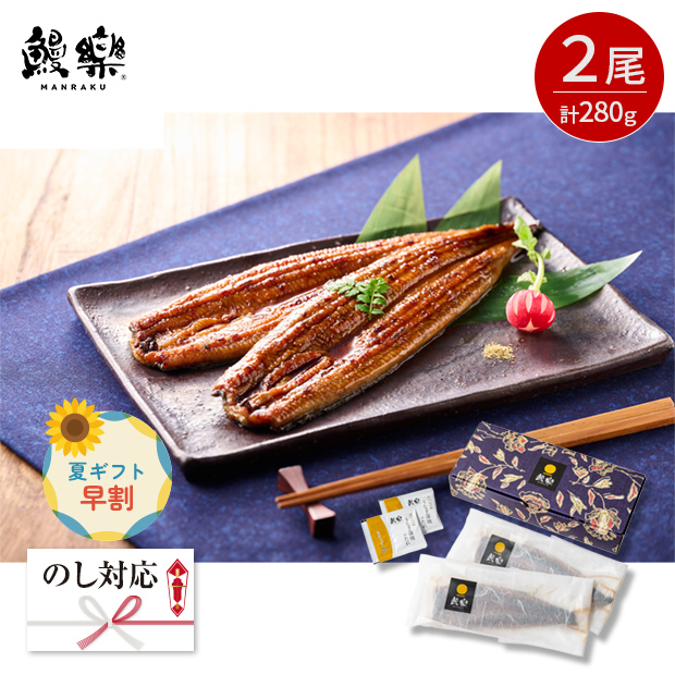 【早割】＜夏ギフト＞【鰻楽】九州産うなぎ蒲焼2尾セット（aQMN2/280）