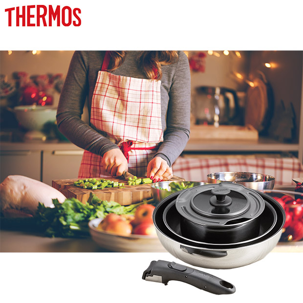 【サーモス】取っ手のとれるフライパン5点セット  ステンレス(KSF-5A/S)