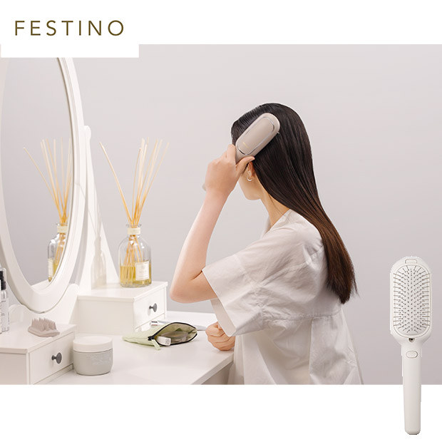 【FESTINO】サロンケアスカルプイオンブラシ　ホワイト (SMHB-051-WH)