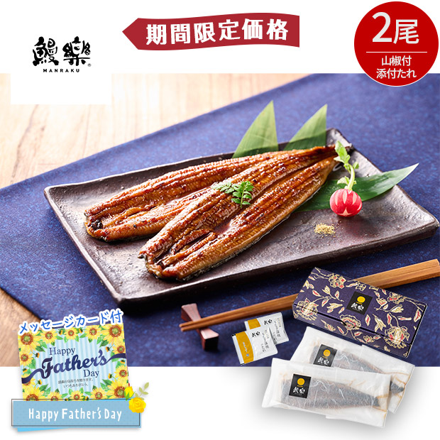 【期間限定価格】＜父の日＞【鰻楽】九州産うなぎ蒲焼２尾セット