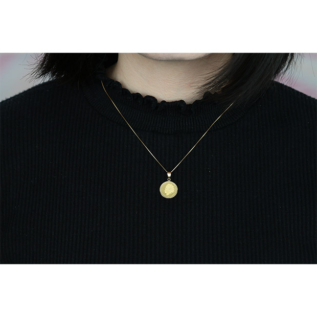 ≪50%OFF≫＜大決算還元セール＞24金インディアン・イーグルデザインコインネックレス