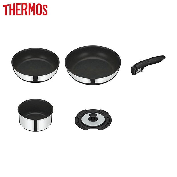 【サーモス】取っ手のとれるフライパン5点セット  ステンレス(KSF-5A/S)