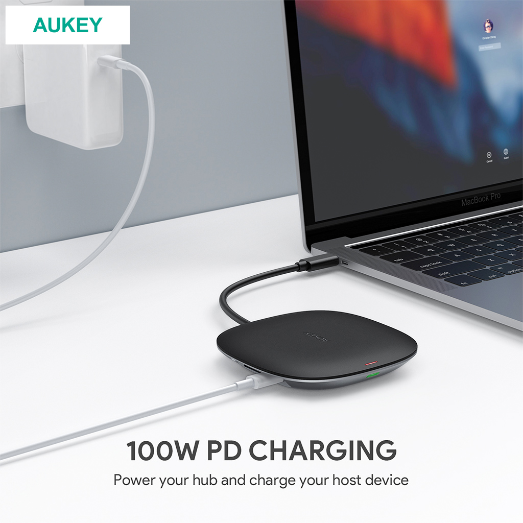 【AUKEY】ワイヤレス充電式5 in 1USB-Cハブ ブラック (CB-C70-BK)