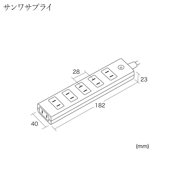 【サンワサプライ】雷ガードタップ 2P 6個口 1m（TAP-SP2116MG-1WN）