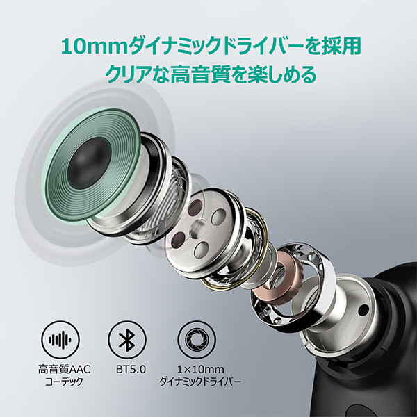 【AUKEY】完全ワイヤレスイヤホン 超小型 Move Series Move ホワイト（EP-T21S-WT）