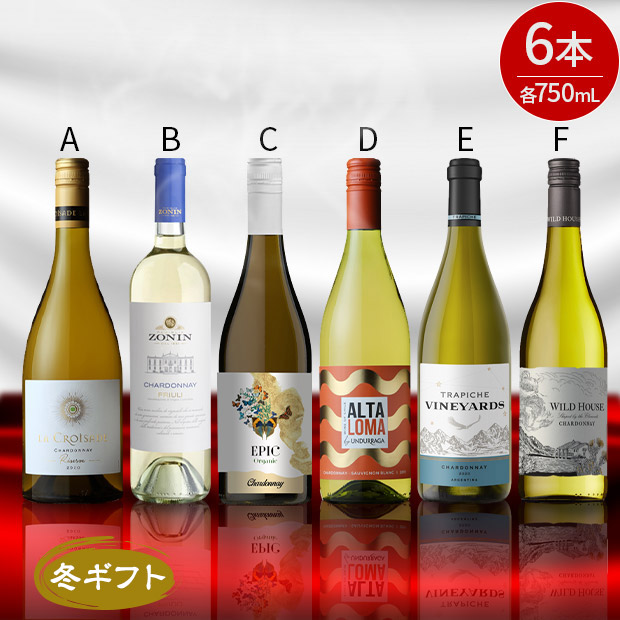 ＜冬ギフト＞厳選 世界のシャルドネ 750mL&times;6本セット