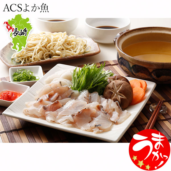 【ACSよか魚】幻の極上天然クエと真鯛の海鮮しゃぶしゃぶ（ちゃんぽん麺付き）