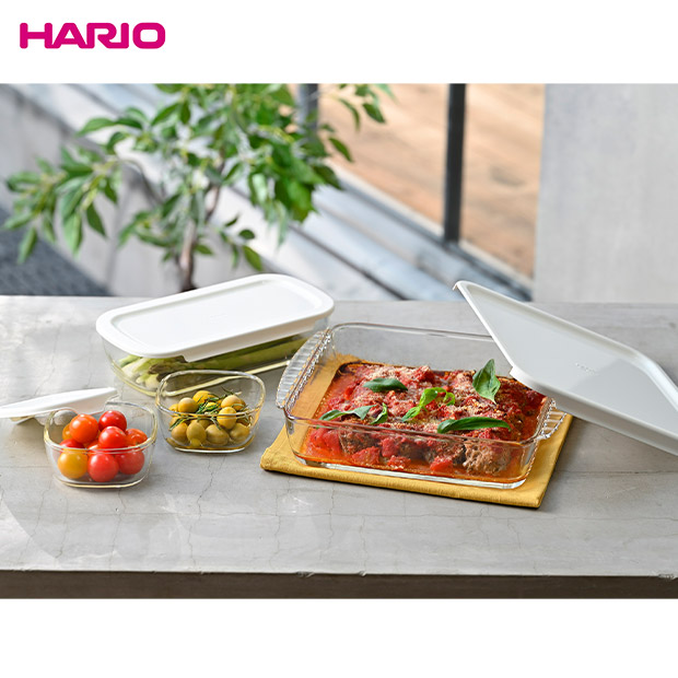【HARIO】スタッキング耐熱ガラスコンテナ・スクエア　10個セット