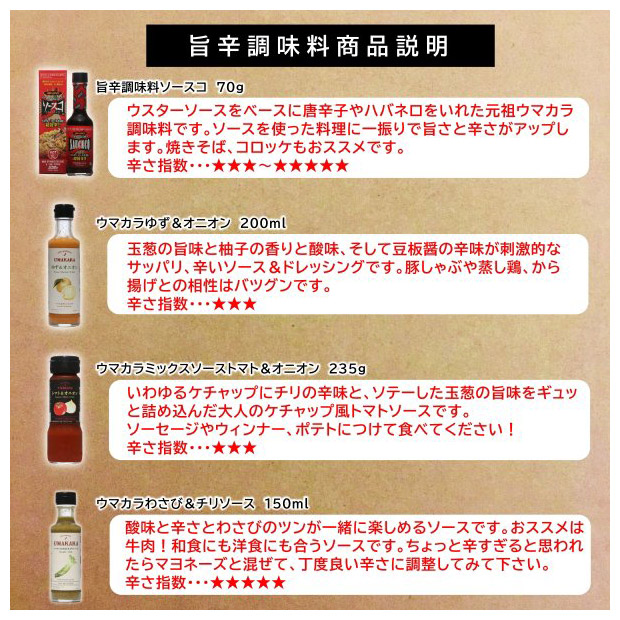 ウマカラ調味料４本セット