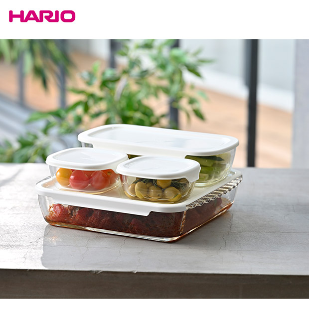 ＜新生活応援＞【HARIO】スタッキング耐熱ガラスコンテナ・スクエア　10個セット