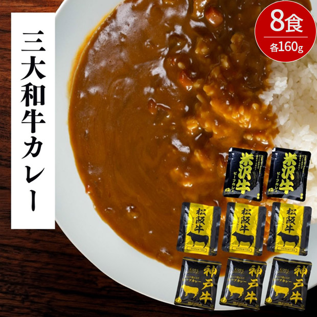 日本三大和牛　ビーフカレー詰合せ（神戸牛・松阪牛・米沢牛）（4029-40）