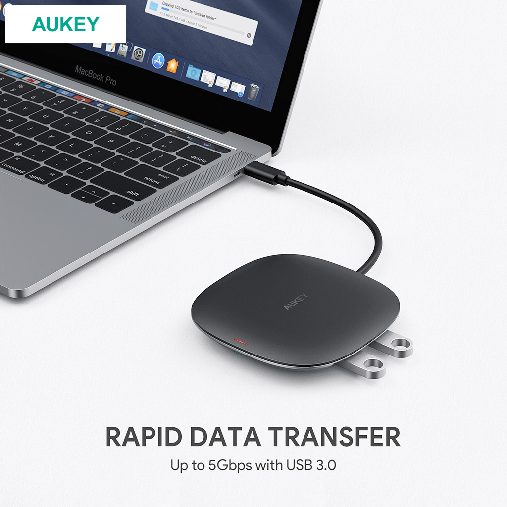 【AUKEY】ワイヤレス充電式5 in 1USB-Cハブ ブラック (CB-C70-BK)