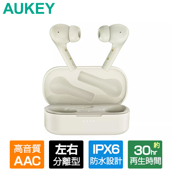 【AUKEY】完全ワイヤレスイヤホン 超小型 Move Series Move ホワイト（EP-T21S-WT）