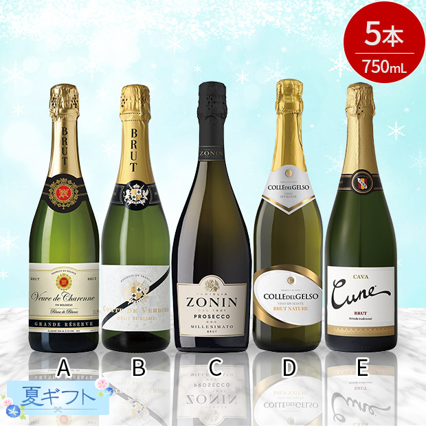 ＜夏ギフト＞厳選辛口スパークリング 750mL&times;5本セット（15511）