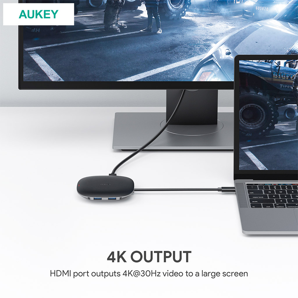 【AUKEY】ワイヤレス充電式5 in 1USB-Cハブ ブラック (CB-C70-BK)