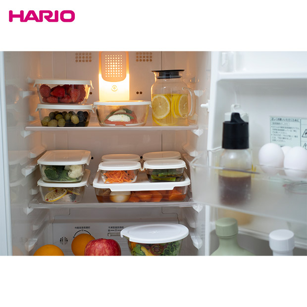 ＜新生活応援＞【HARIO】スタッキング耐熱ガラスコンテナ・スクエア　7個セット