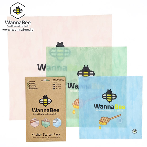 【WannaBee】蜜蝋ラップ３枚セット(S・M・Lサイズ) Delight柄